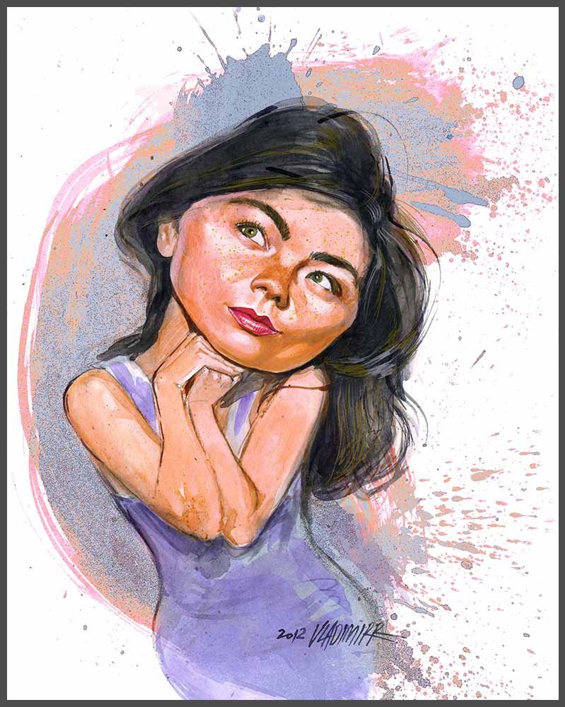 Expressive painted caricature portrait