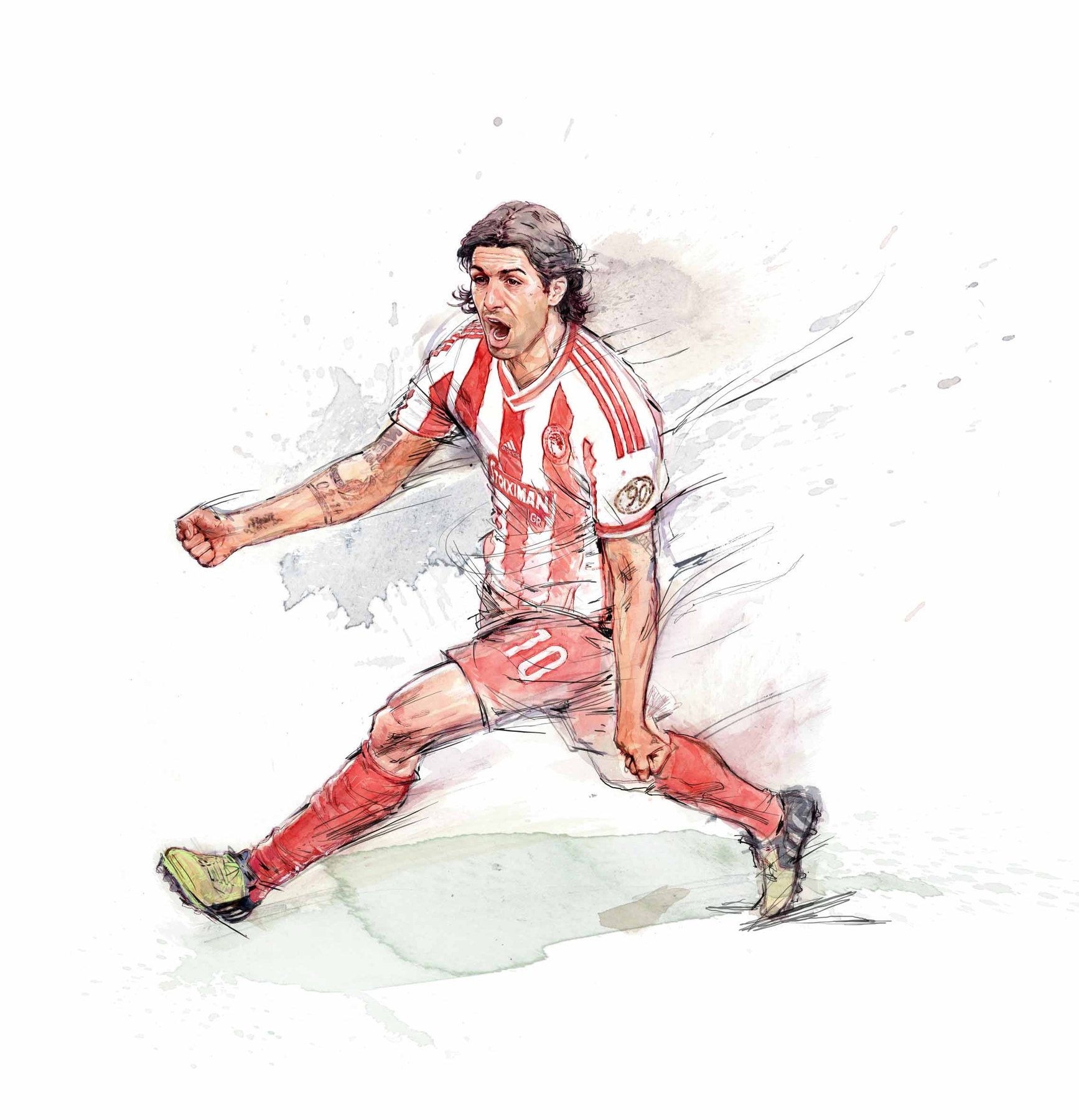 Campaign athlete portrait in watercolor