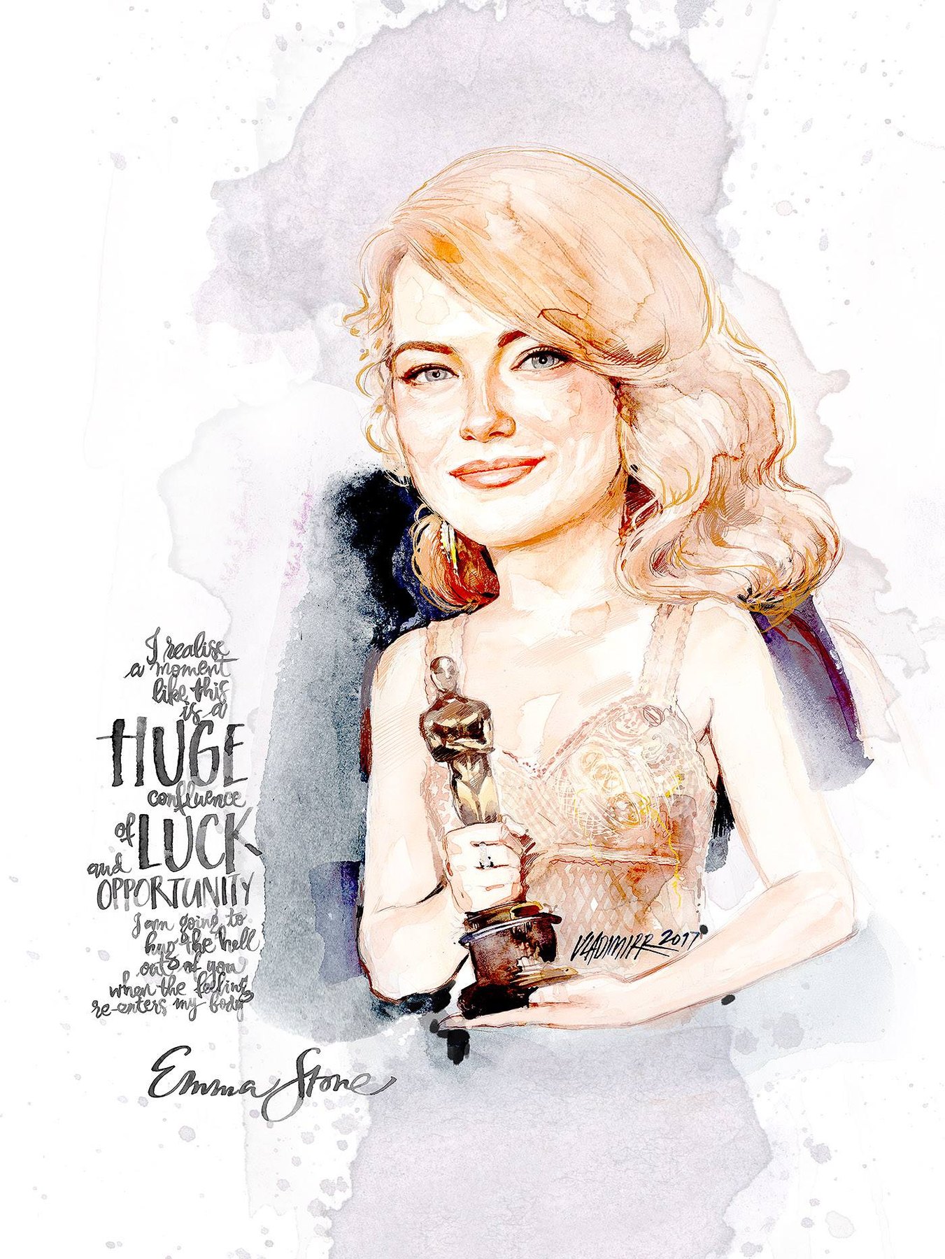 Illustrated portrait of Emma Stone